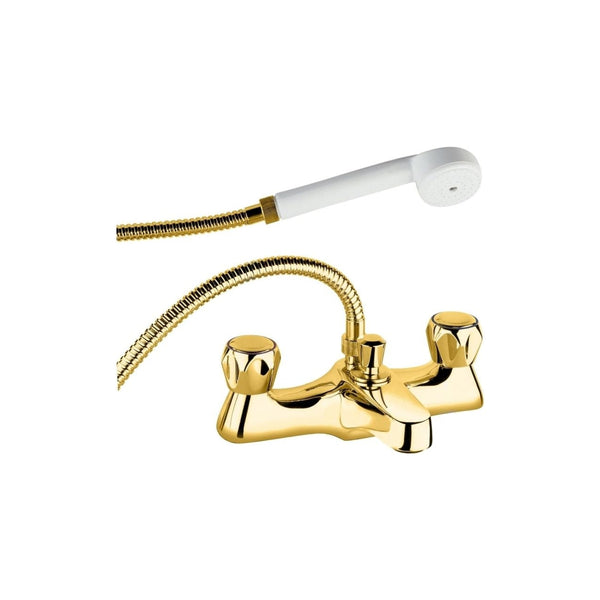 Methven Deva Profile Deck Mounted Bath Shower Mixer Tap, Gold