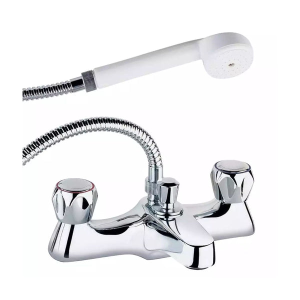 Methven Deva Lever Action Deck Mounted Bath Shower Mixer Tap, Chrome