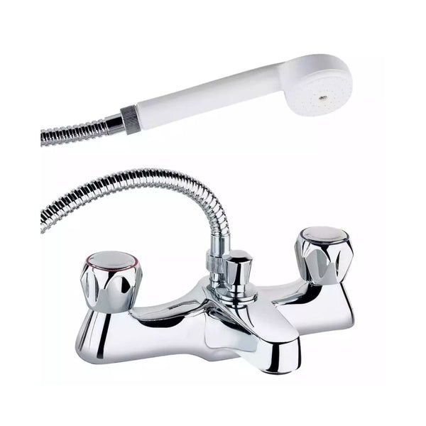 Methven Deva Lever Bath Shower Mixer Tap with Brass Back Nuts, Chrome