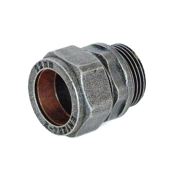 Plumbers Choice Abbey 22mm Brass Compression Adapter Pewter