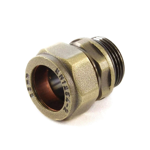 Plumbers Choice Abbey 22mm Brass Compression Adapter Old English Brass