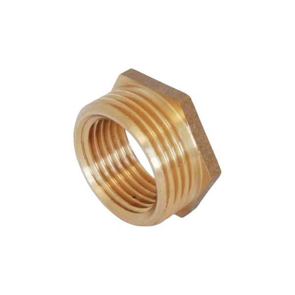 Plumbers Choice 3/4 inch BSPT x 1/2 inch BSPP M/F Polished Brass