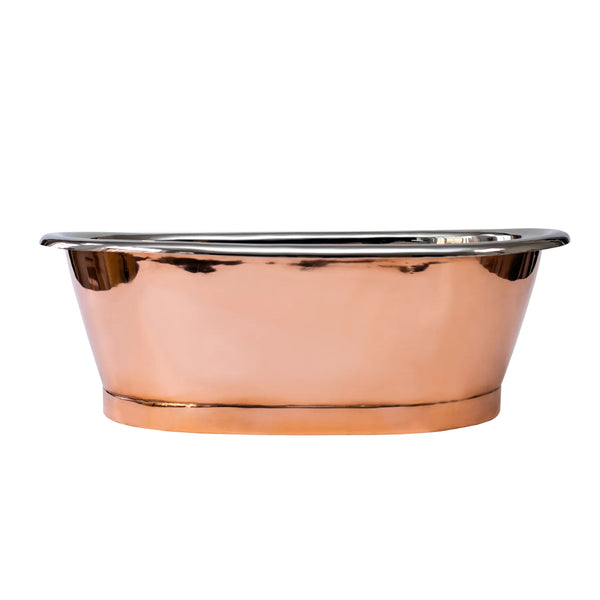 BC Designs Freestanding Traditional Countertop Basin with Nickel Inner - 180mm L x 530mm W, Copper/Nickel