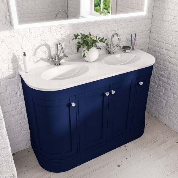 Eastbrook Hardwick Traditional Double Bowl 4 - Door Design Vanity Unit, Matt Cobalt Blue