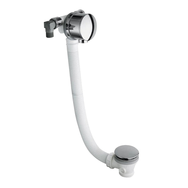 BC Designs Extended Push Down Overflow Bath Filler Waste, Chrome