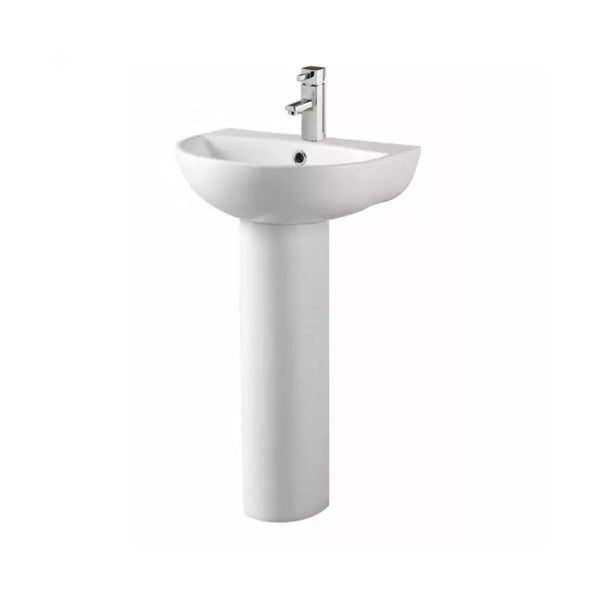 Kartell Kameo 450mm Single Tap Hole Basin with Full Pedestal, White