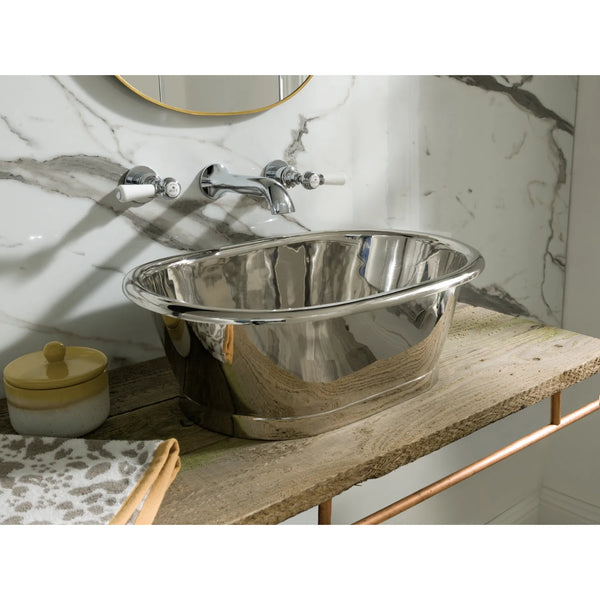 BC Designs Freestanding Traditional Countertop Nickel Basin - 180mm L x 530mm W, Nickel