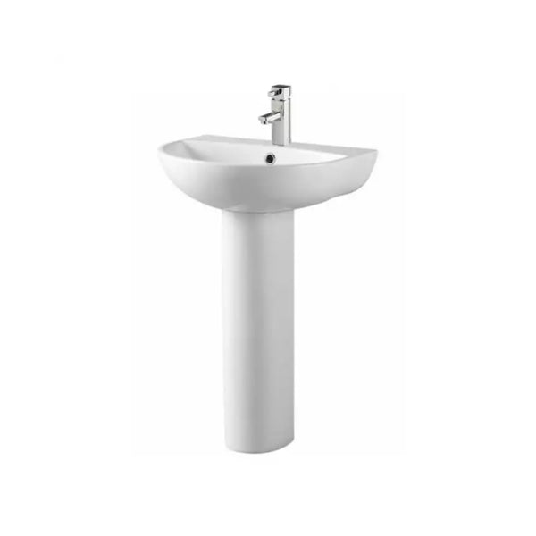 Kartell Kameo 500mm Single Tap Hole Basin with Full Pedestal, White