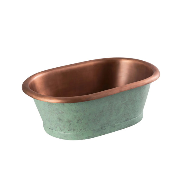 BC Designs Freestanding Traditional Countertop Basin with Verdigris Inner - 180mm L x 530mm W, Copper/Verdigris