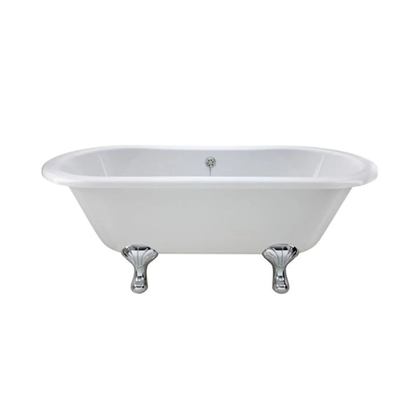 BC Designs Elmstead Double Ended Freestanding Bath with Feet Set 1 & Overflow - 1500mm L x 745mm W, White