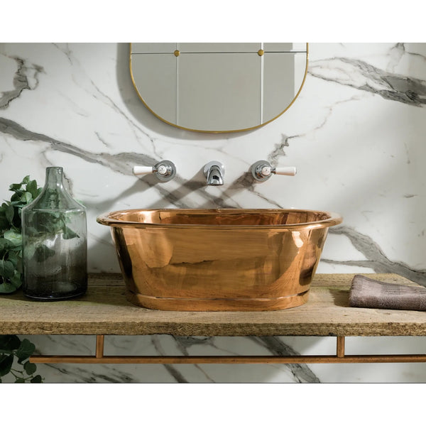 BC Designs Freestanding Traditional Countertop Basin - 180mm L x 530mm W, Copper