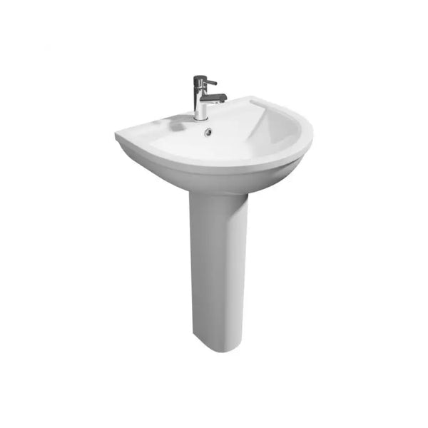 Kartell Bijoux 550mm Contemporary Style 1TH Basin with Full Pedestal, White Finish