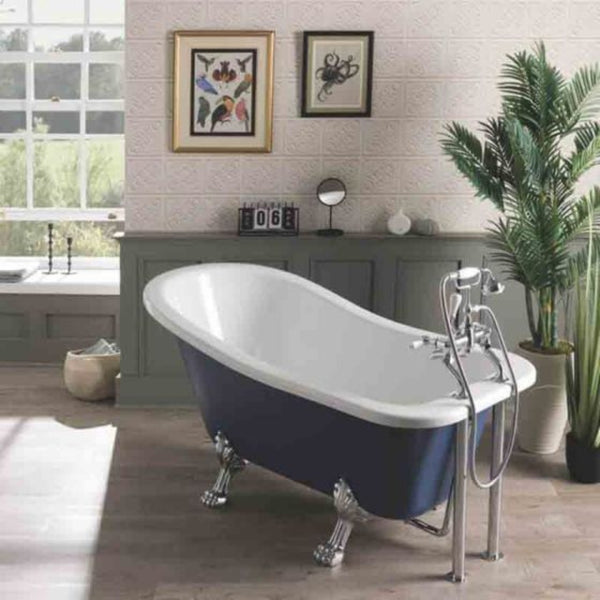 BC Designs Fordham Freestanding Bath with Feet Set 2 and Overflow - 1500mm L x 730mm W, White