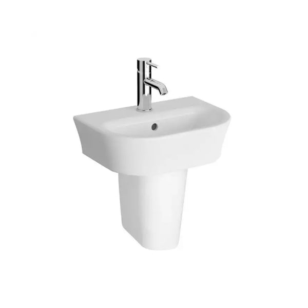 Kartell Eklipse 450mm Compact Basin 1 Tap Hole with Semi Pedestal, White Finish