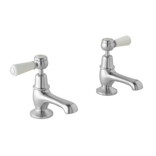 BC Designs Victrion Deck Mounted Brass Lever Basin Filler Tap, Brushed Chrome Finish