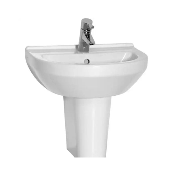 Kartell Style 1 Tap Hole Round Basin with Semi Pedestal 550mm, White