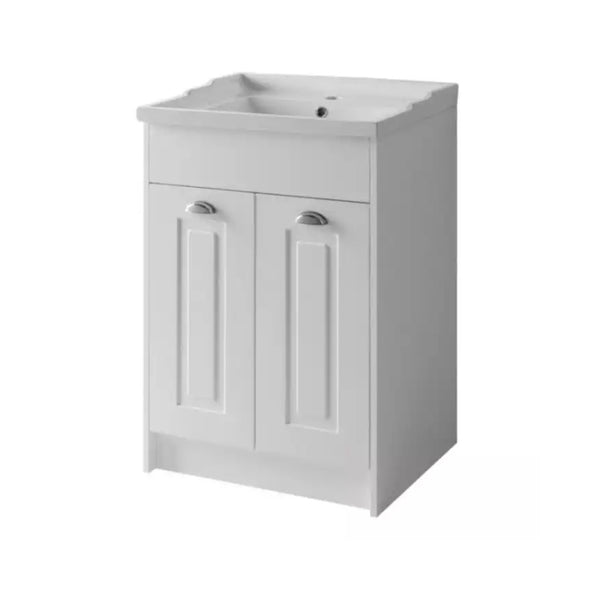 Kartell Astley Floor Standing 2 Door Unit & Ceramic Basin 500mm - Matt White