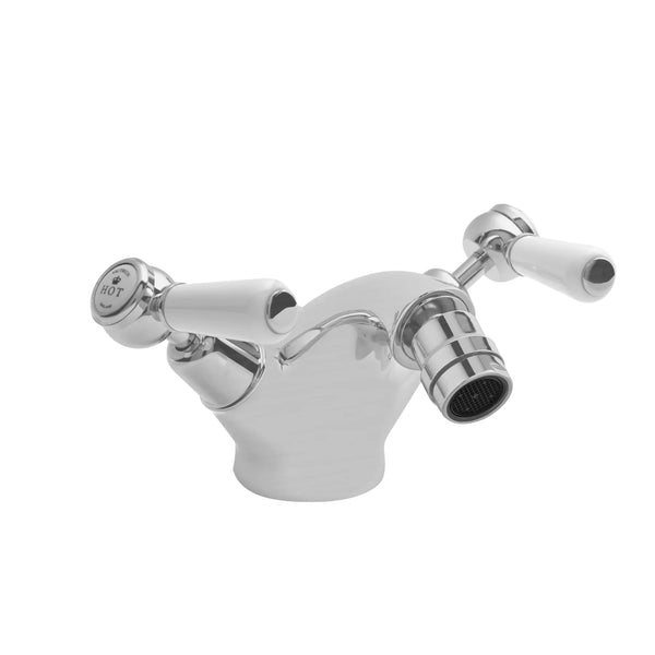 BC Designs Victrion Deck Mounted Brass Lever Mono Bidet Mixer Tap, Brushed Chrome