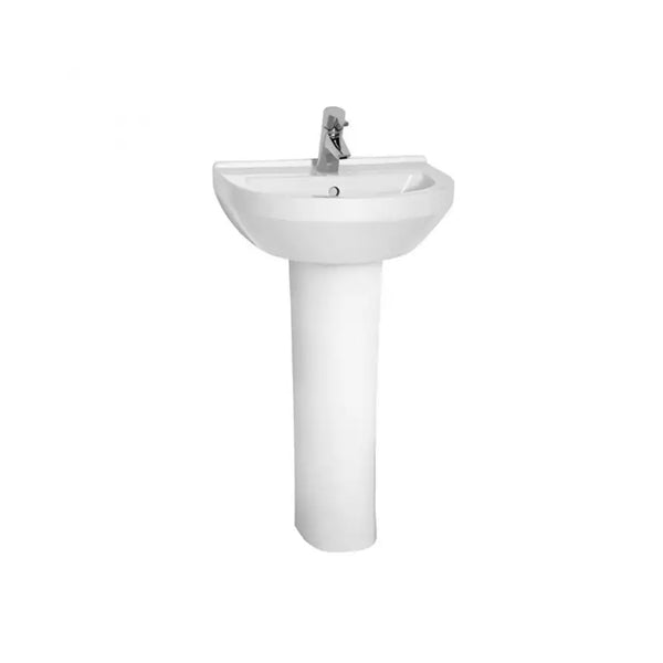 Kartell Style 1 Tap Hole Round Basin with Full Pedestal 550mm, White