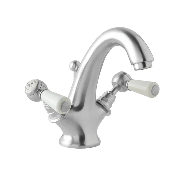 BC Designs Victrion Deck Mounted Brass Lever Mono Basin Mixer Tap, Brushed Chrome