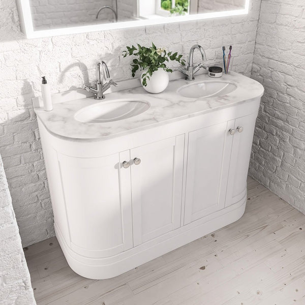 Eastbrook Hardwick Traditional Double Bowl 4 - Door Design Vanity Unit, Matt White