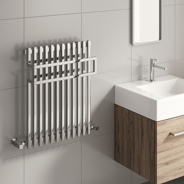 Reina Sori Mild Steel Chrome Square Tubes Designer Heated Towel Rail Radiator