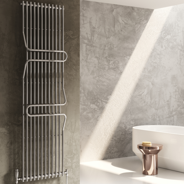 Reina Aletta Steel Vertical Chrome Designer Heated Towel Rail Radiator Radiator - Central Heating