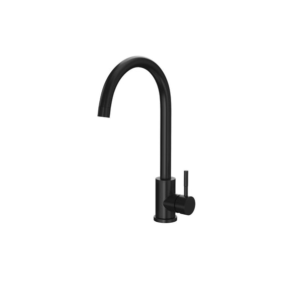 Reginox Taravo MB Durable Swan Neck Single Lever Kitchen Mixer Tap, Matt Black