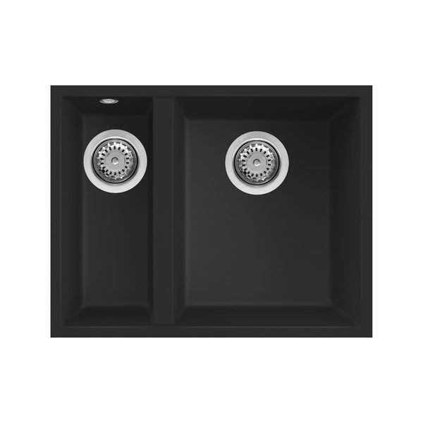 Reginox Quadra 150 Inset 1.5 Bowl Granite Black Undermount Kitchen Sink Black Metaltek