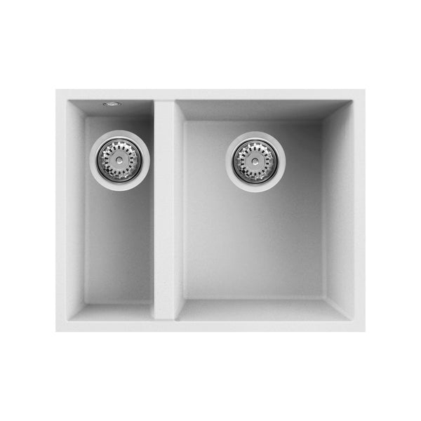 Reginox QUADRA 150 W U-M Inset 1.5 Bowl Granite Undermount Kitchen Sink, White