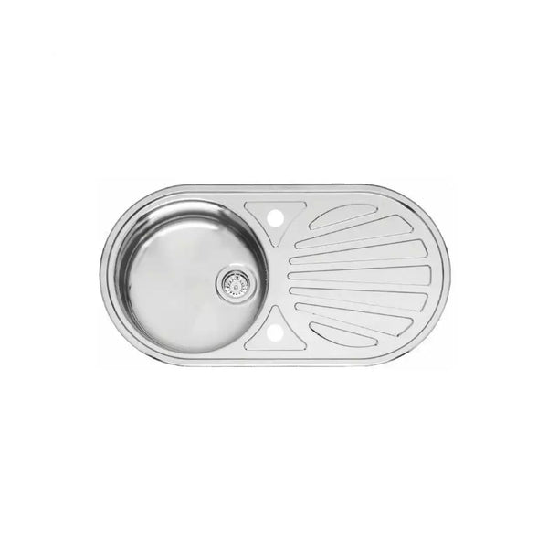 Reginox GALICIA Single Round Bowl 0.6 Gauge Stainless Steel Kitchen Sink with Drainer