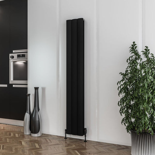 Eastbrook Guardia Matt Black Vertical Aluminium Radiators - Central Heating