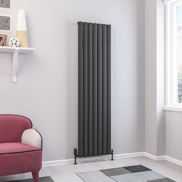 Eastbrook Kelmscott Matt Anthracite Vertical Aluminium Radiators - Central Heating