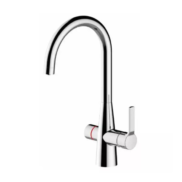 Reginox AQUADZI CH Brass Swan Neck 4IN1 Boiling Hot Water Kitchen Tap & Tank Deck Mounted, Chrome