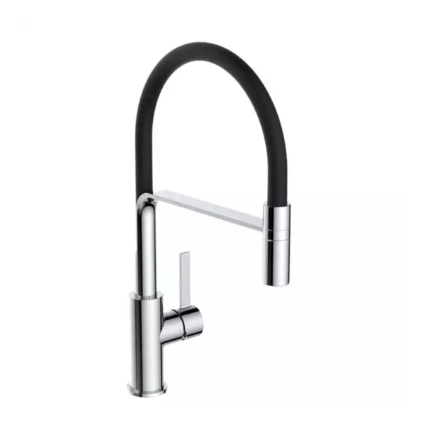 Reginox AURORA CH II Single Lever Pull Out Spray Kitchen Tap, Black Hose - Chrome