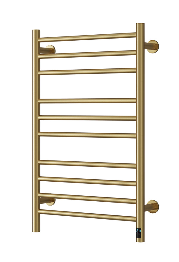 Reina Arnage Straight Brushed Brass Stainless Steel Heated Towel Rail Radiator - Electric Only