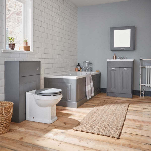 Kartell Astley Traditional Floor Standing 2 Door Vanity Unit and Ceramic Basin 800mm - Matt Grey