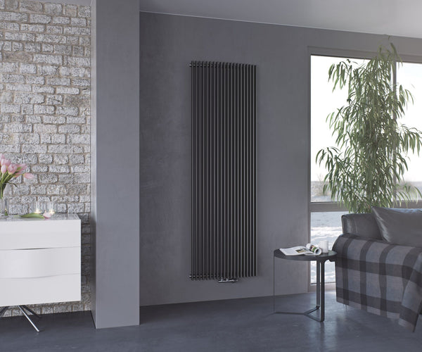 Eucotherm Corus Curved Tube Single Panel Anthracite Vertical Designer Radiator