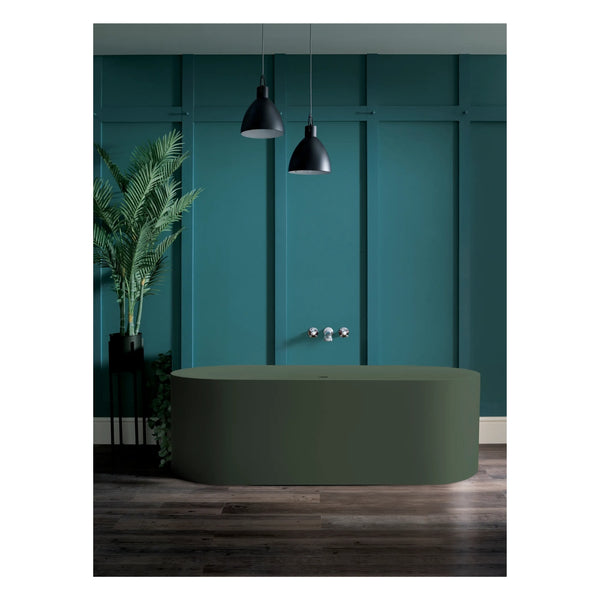 BC Designs Portman Cian Solid Surface Oval Double Ended Freestanding Bath - 1640mm L x 750mm W