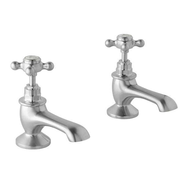 BC Designs Brass Victrion Crosshead Deck Mounted Bath Filler Taps, Brushed Chrome