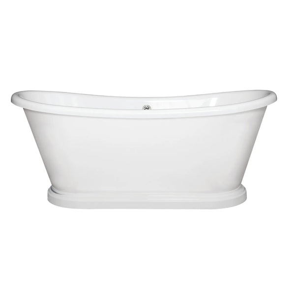 BC Designs Megane Acrylic Straight Round Freestanding Boat Baths, White