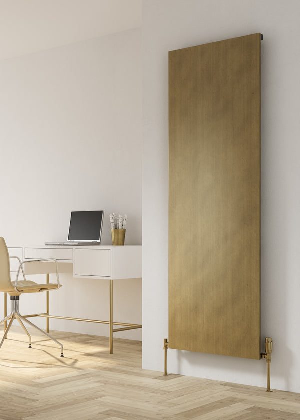 Reina Brenta Brushed Brass Vertical Aluminium Radiator, Central Heating