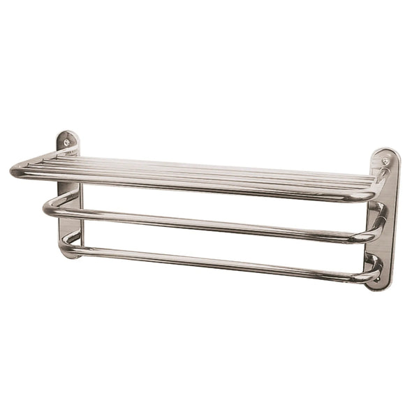 BC Designs Victrion Three Tier Brass Towel Rack Horizontal 260mm H x 612Mmm W, Brushed Nickel