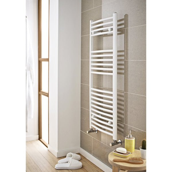 Kartell K-Rail 22mm Steel White Curved Plated Ladder Heated Towel Rails