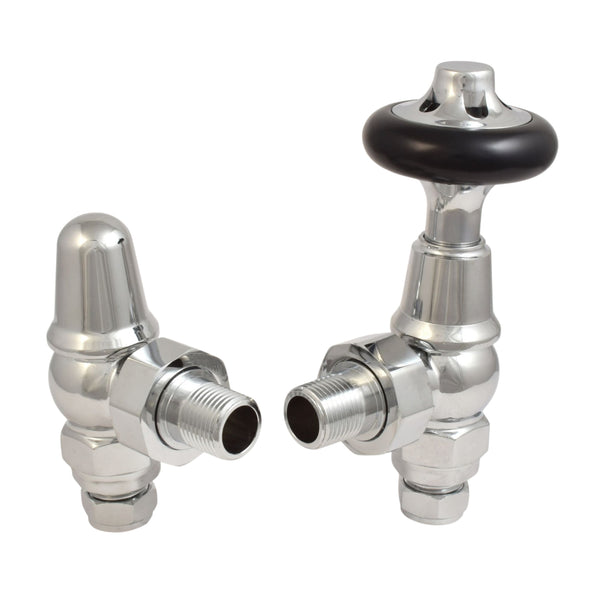 Plumbers Choice Admiral Angled Brass Traditional Thermostatic Radiator Valves