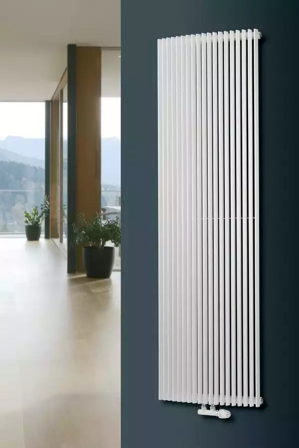 Eucotherm Corus Curved Tube Single Panel White Vertical Designer Radiator