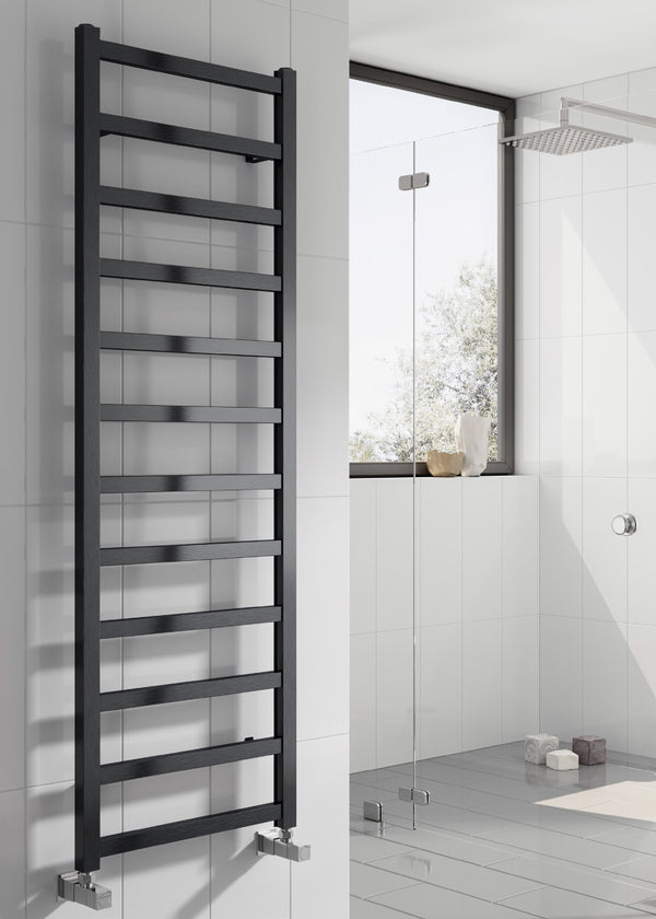 Reina Fano Black Satin Aluminium Heated Towel Rail Radiator