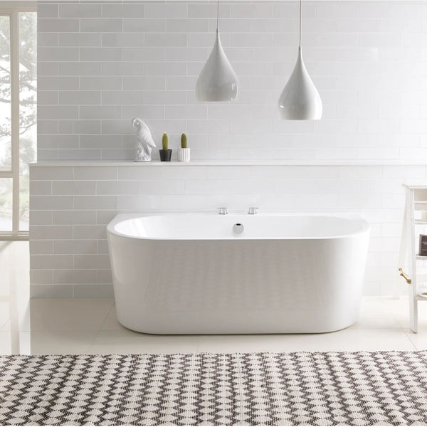 BC Designs Ancora Back to Wall Acrylic Curved Bath - 1640mm x 760mm, White