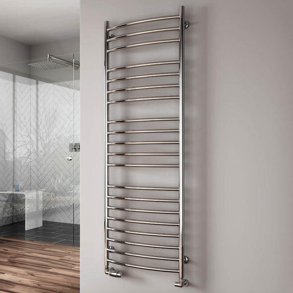 Reina Eos Polished Curved Stainless Steel Heated Towel Rails