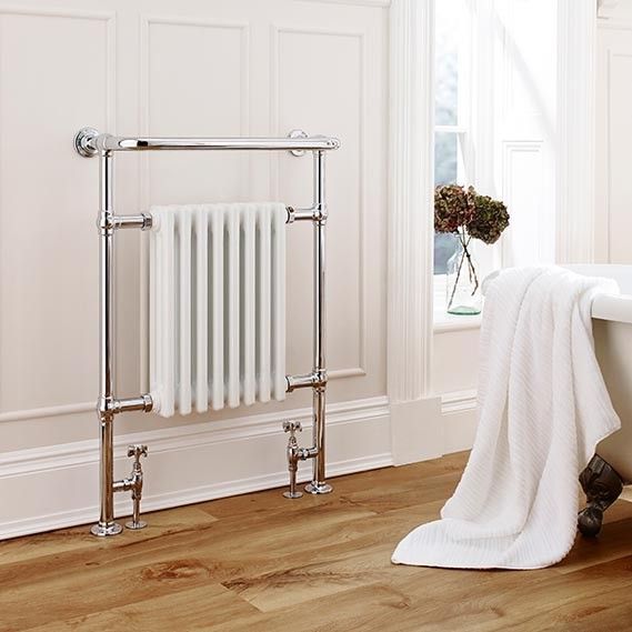 Kartell Las Vegas Design Traditional Heated Towel Radiator, 945mm x 675mm - Chrome & White